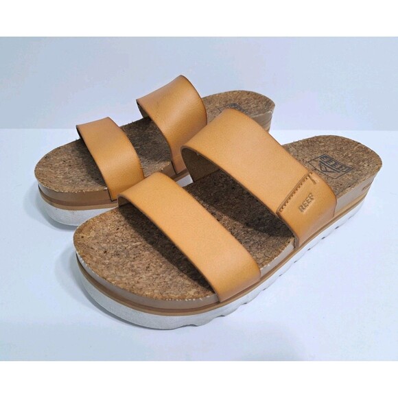 REEF Cushion Vista Hi Women's 8.5 Natural Platform Sandals Cork Leather - Picture 1 of 10